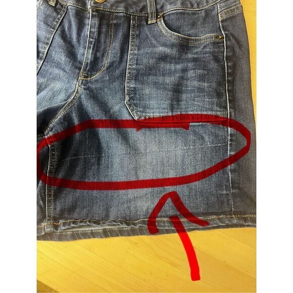 Lane Bryant Bermuda Blue Denim Shorts Size 14 Stretch Zipper Closure Pockets - Picture 5 of 10